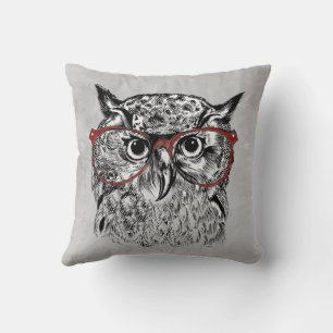 Coussin Art graphique Amusant Hipster d'oiseaux de Chouett