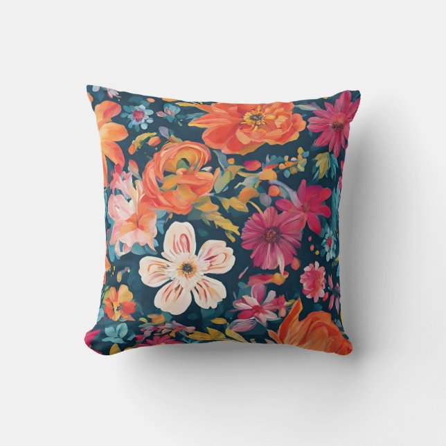 Coussin Art Graphique Floral vibrant (Recto)