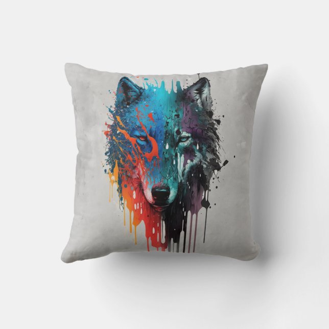 Coussin Art graphique Wolf Loups Nature animale Faune (Verso)