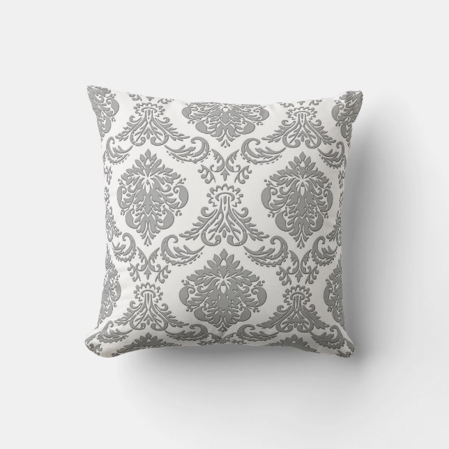 Coussin Art gris élégant de motif de damassé (Recto)