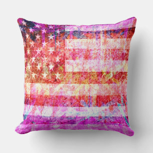 Coussin Art Grunge Drapeau Américain #4