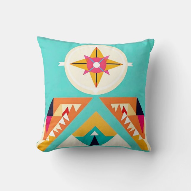 Coussin Art inspiré par la tribu des Amérindiens du Sud-Ou (Recto)