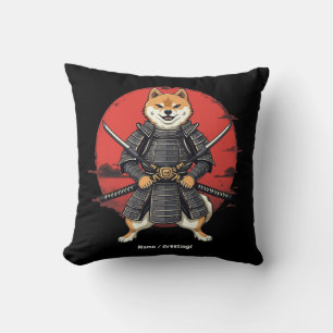 Coussin Art japonais Shiba Inu Samurai Design graphique