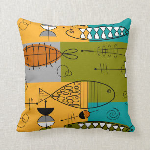 Coussin Art lunatique II de poissons de la moitié du