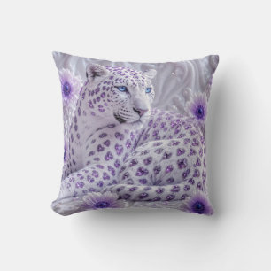 Coussin Art majestueux royal violet de léopard orné de bij