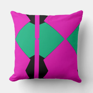 Coussin Art menimaliste Abstrait rose et vert coloré