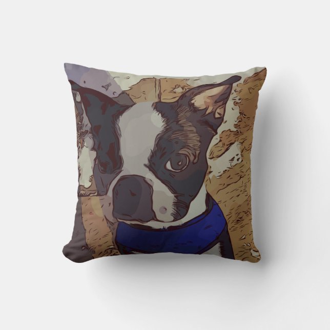 Coussin Art mignon de Boston Terrier (Recto)