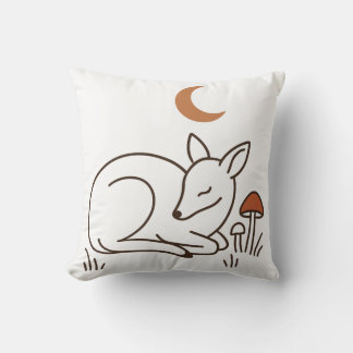 Coussin Art minimaliste de nuit de pleine lune avec cerf