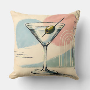 Coussin Art minimaliste pastel martini moderne du milieu d