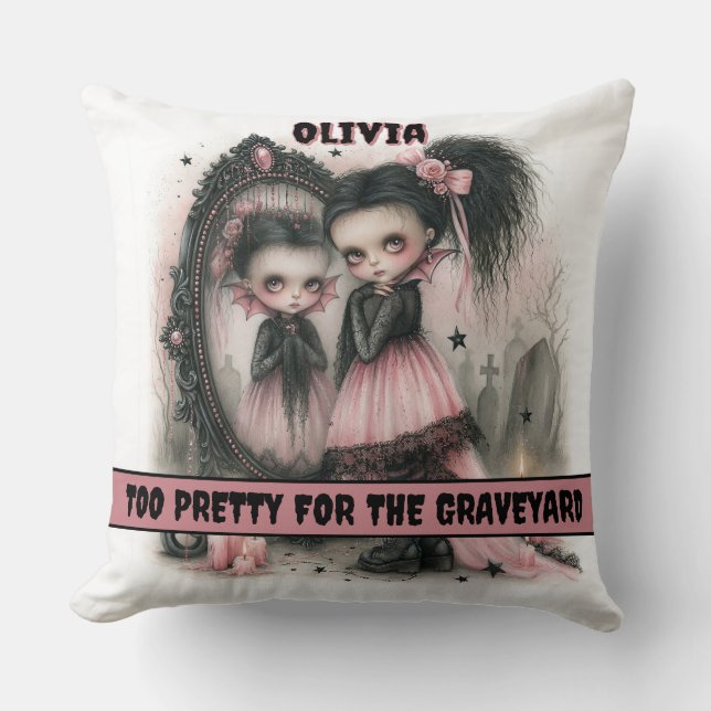 Coussin Art Miroir Vampire Goth Pastel  Épouvantable (Recto)