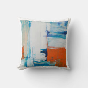 Coussin Art Moderne Abstrait Bleu et Orange