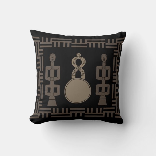 Coussin Art moderne abstrait d'ornements tribaux africains (Recto)