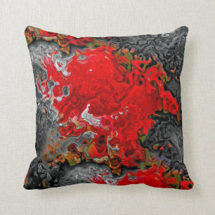 Coussin Art moderne Abstrait Fluide Design Rouge, gris et