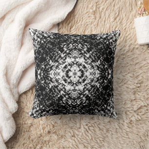 Coussin Art Moderne Abstrait Hypnotique Noir Et Blanc