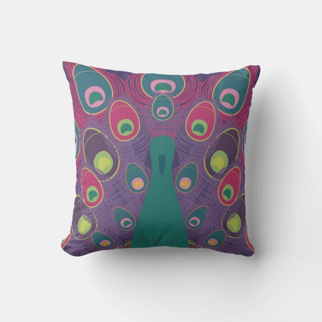 Coussin Art moderne abstrait paon violet (Recto)