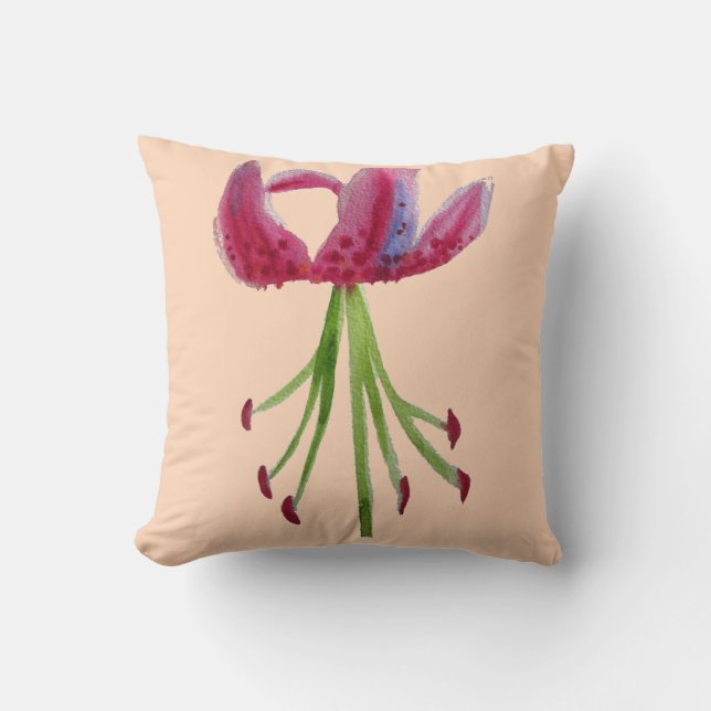 Coussin Art moderne de l'aquarelle Fuchsia fleur de lys ro (Recto)