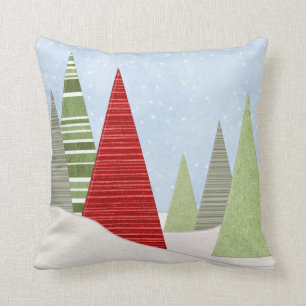 Coussin Art moderne des arbres de Noël d'hiver