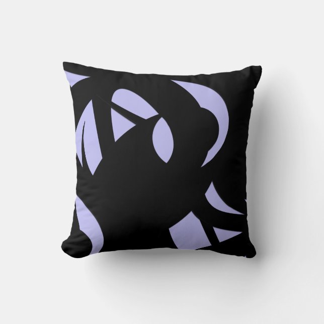 Coussin Art Moderne Impressionnant  Noir et Lavande (Recto)