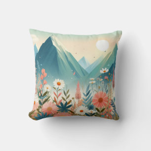 Coussin Art moderne Montagnes Fleurs sauvages Été Nature