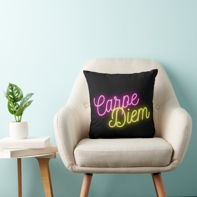 Coussin Art moderne Neon Carpe Diem Word (Chaise)