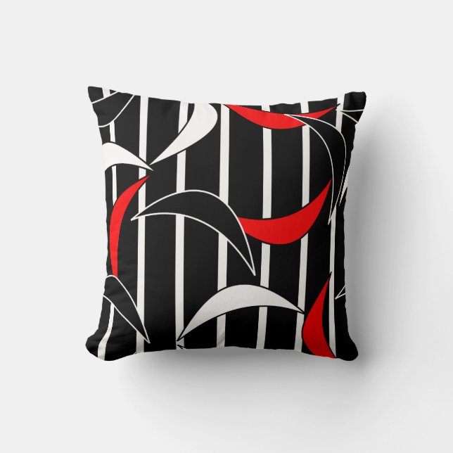 Coussin Art moderne noir, blanc, rouge (Recto)