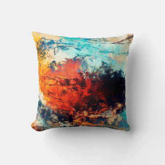 Coussin Art moderne. Oeuvre colorée contemporaine. Couleur