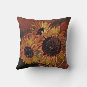 Coussin Art moderne Orange Tournesol