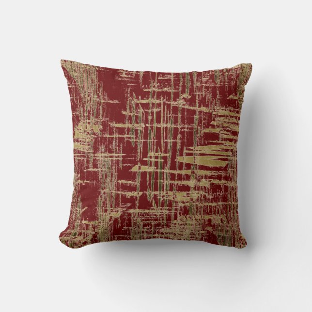 Coussin Art moderne rouge foncé et or (Recto)