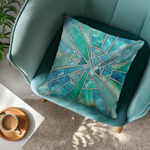Coussin Art mosaïque - Aquamarine