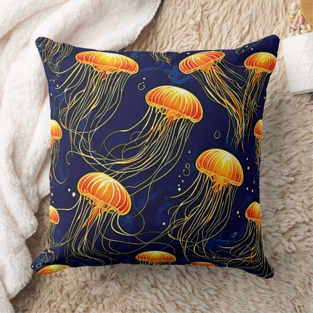 Coussin Art Motif de méduse orange (Couverture)
