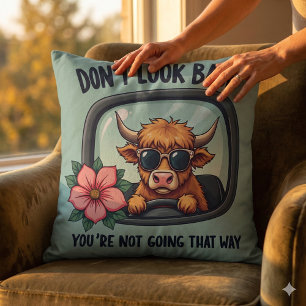 Coussin Art motivationnel western rétro drôle de vache des