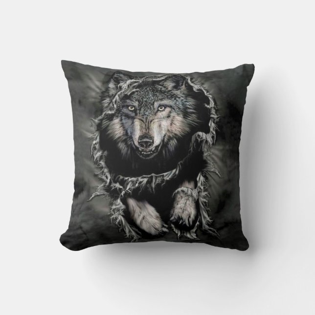 Coussin Art noir de Wolf américain (Recto)