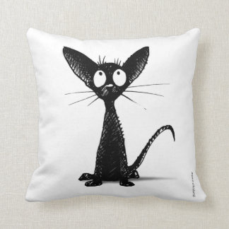 Coussin Art noir et blanc mignon drôle de chat