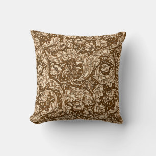 Coussin Art Nouveau Acanthus Feuilles et Fleurs, Brown
