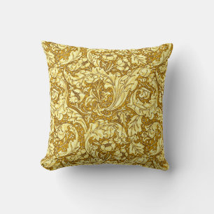 Coussin Art Nouveau Acanthus Feuilles & Fleurs, Mustard Go
