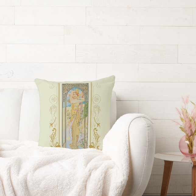 Coussin Art Nouveau Alphonse Mucha - La luminosité du jour (Canapé)