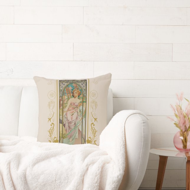Coussin Art Nouveau Alphonse Mucha - Réveil matinal (Canapé)