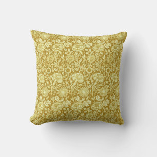 Coussin Art Nouveau Carnation Damas, moutarde et jaune