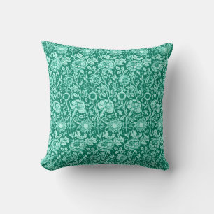 Coussin Art nouveau Carnation Damask, Turquoise et Aqua