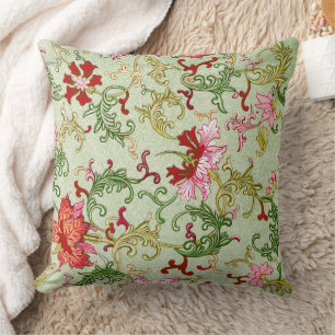 Coussin Art Nouveau Chinois Floral Vintage Chinoiserie
