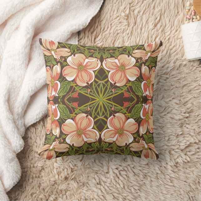 Coussin Art Nouveau Dogwood Blush Floral Impression (Couverture)