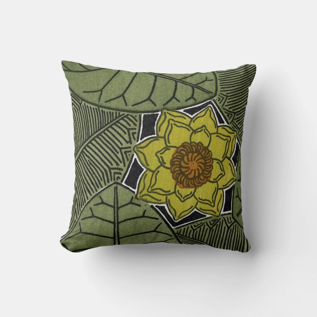 Coussin Art Nouveau Feuille & Fleur Design (Recto)