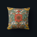 Coussin Art Nouveau Floral Garden – Sunflowers, Bee<br><div class="desc">Immerse yourself in the intricate beauty of Art Nouveau with this stunning floral garden composition inspired by the decorative arts movement of the early 1900s. A vibrant red bloom takes center stage, surrounded by graceful sunflowers, delicate daisies, ornamental leaves and swirling golden arabesques that evoke the craftsmanship of William Morris...</div>