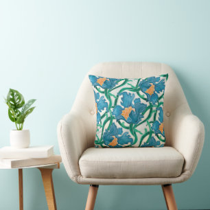 Coussin Art Nouveau Floral Majolica Motif