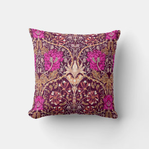 Coussin Art Nouveau Floral, Plum, Beige et violet profond