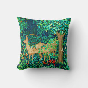 Coussin Art Nouveau Forest Deer Tapestry