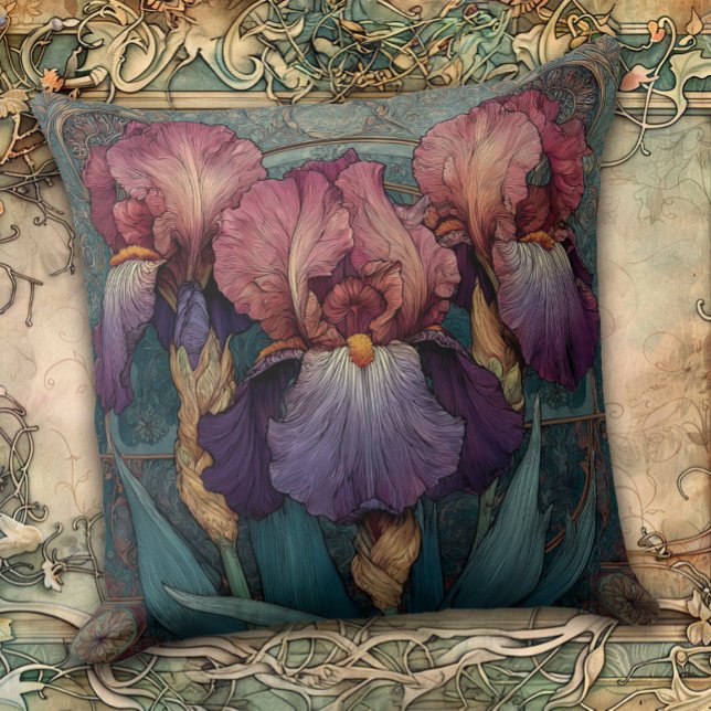 Coussin Art Nouveau Iris Enchantment (Créateur téléchargé)