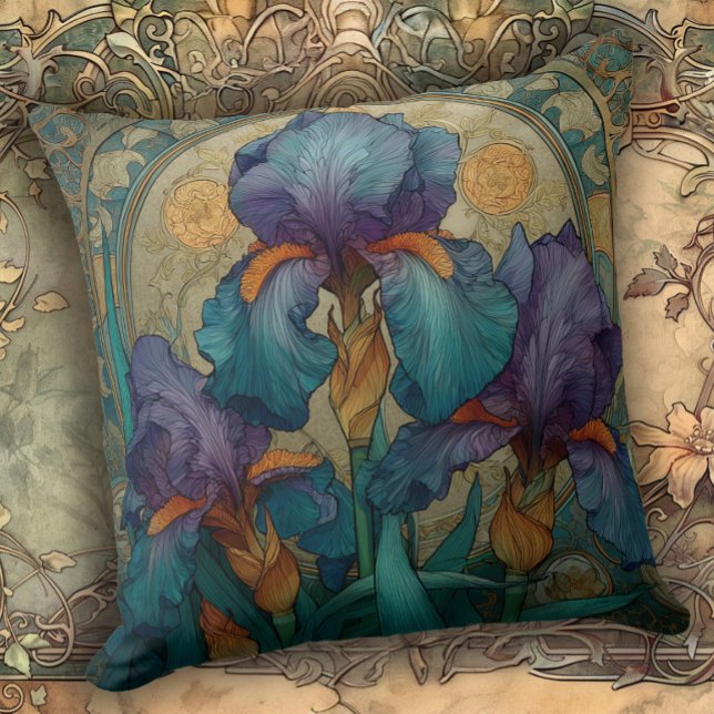 Coussin Art Nouveau Iris Enchantment (Créateur téléchargé)
