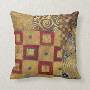 Coussin Art Nouveau Klimt - or, rouge, vieil or, argent