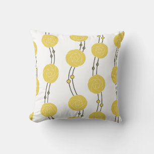 Coussin Art Nouveau Mackintosh Rose Rayures Jaunes